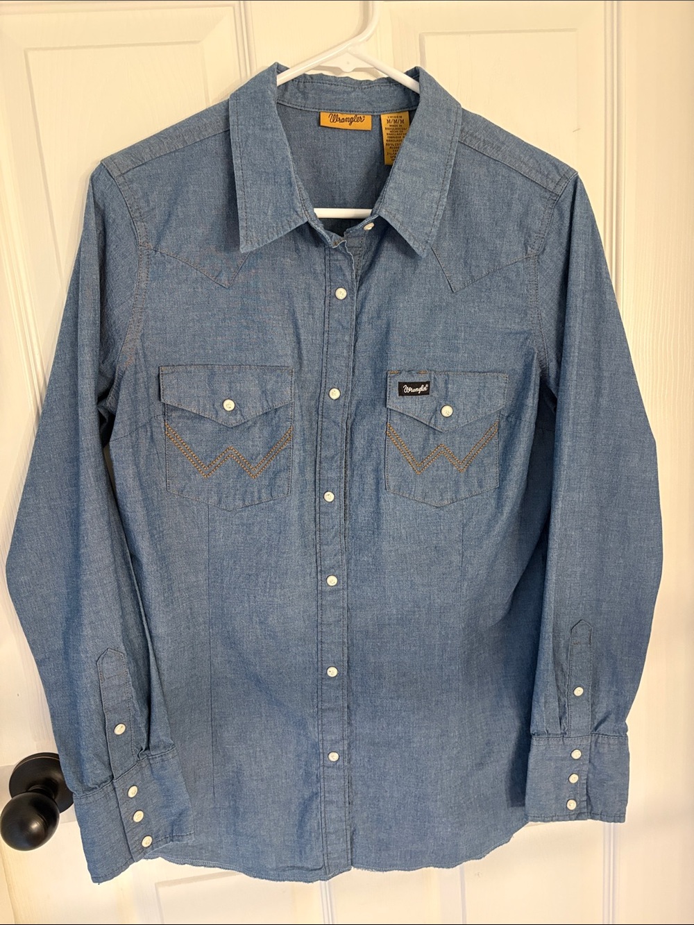 Wrangler Light Blue Denim Western Button-Down Shirt
